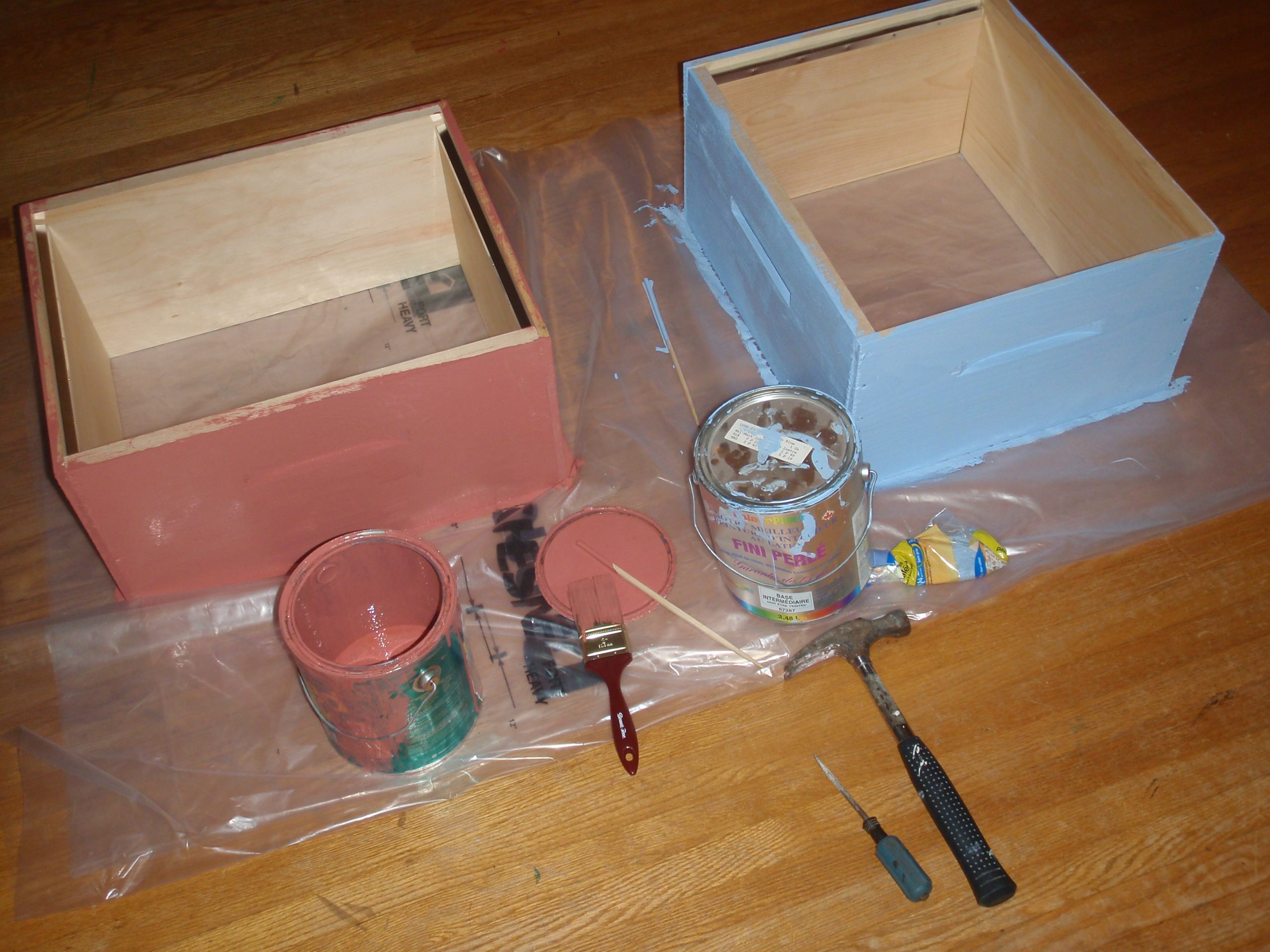 painting the bee boxes